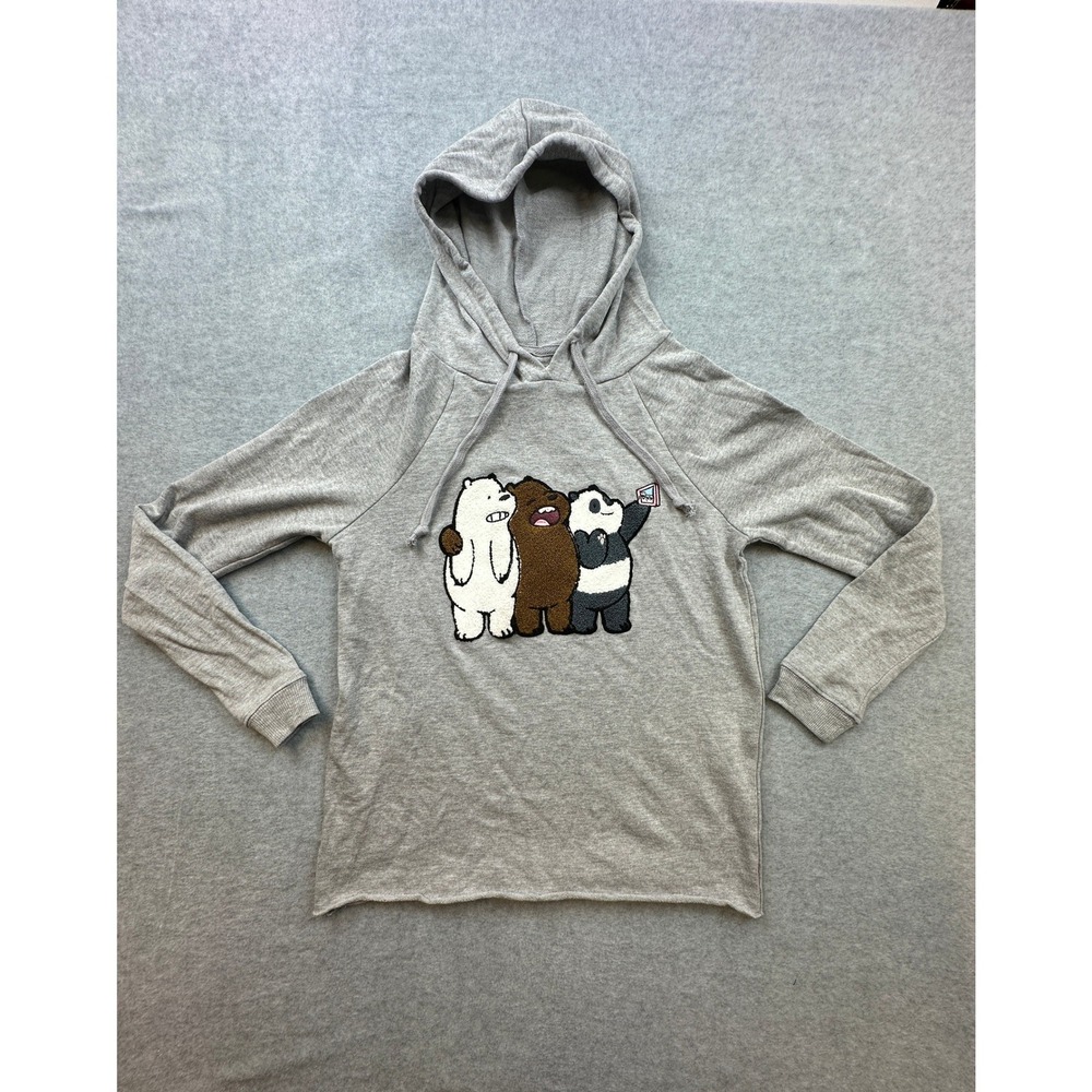 Hot Topic We Bare Bears Chenille Patch Hoodie Gray Cartoon Network SM NWT